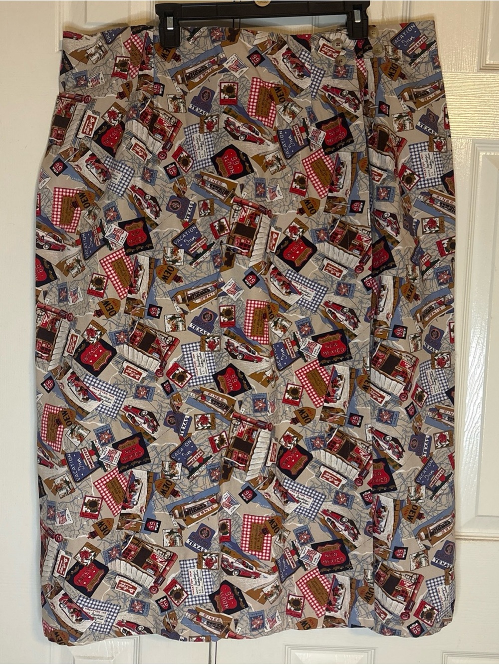 Ruff Hewn Vintage American Skirt with Red, Blue & Brown Motifs